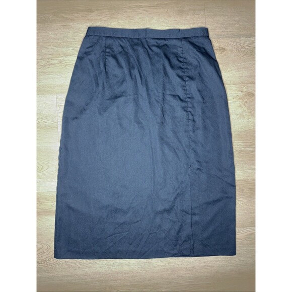 Vintage Bentley Plus 20 Black Faux Suede Stretch Midi A-Line Skirt Womens - Picture 2 of 6